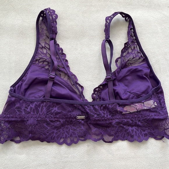 PINK lace pullover bra size S, purple with lining in cup, light wear, EU… - Picture 2 of 6